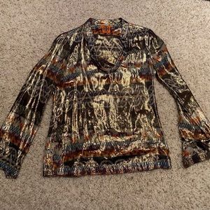 Tory Burch Silk & Metallic  Ikat Tunic